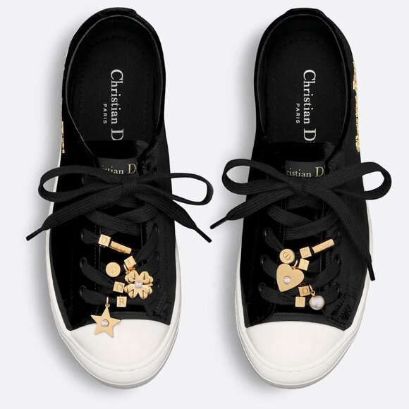 Dior Shoes - DIOR Lucky Charms Signature Satin Low Top Flat Sneakers Trainers Black